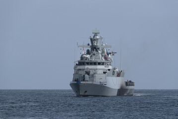 
CORVETTE - A warship of the German Navy is sailing on sea - obrazy, fototapety, plakaty