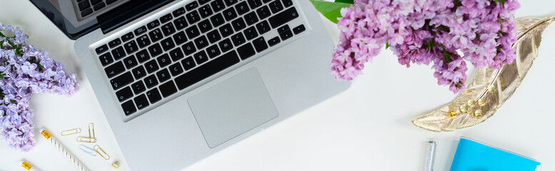 Flat lay home office workspace