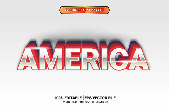 America 3d red blue white text effect editabe template design independence day