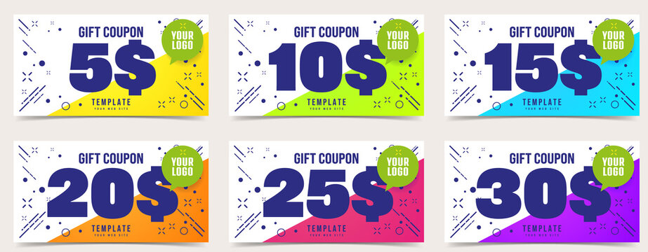 Gift coupon template or discount ticket layout set