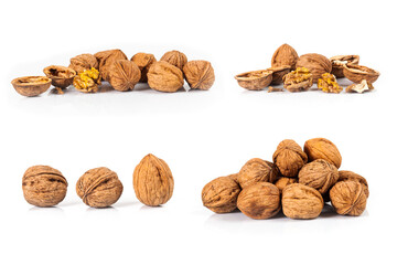 composite of walnut isolated on white background