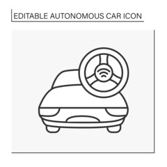 Wireless control line icon. Autopilot. Wireless steering wheel control. Autonomous car concept. Isolated vector illustration. Editable stroke