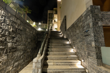 Fototapeta na wymiar Stone stairs in the night