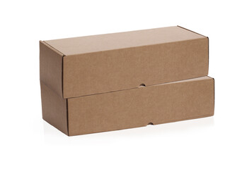 Cardboard boxes on white background. packaging shipping ecology