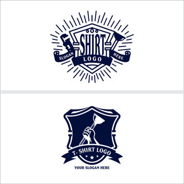 A set of vintage badge logo design shirt plumbing symbol line art