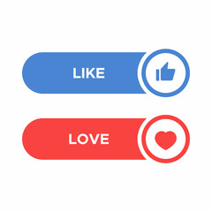 Like and Love Icon. Thumb up and heart vector in bar button
