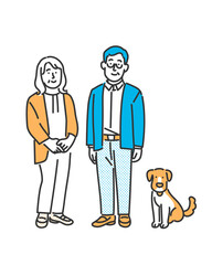 シニア世代の夫婦　全身のイラスト素材