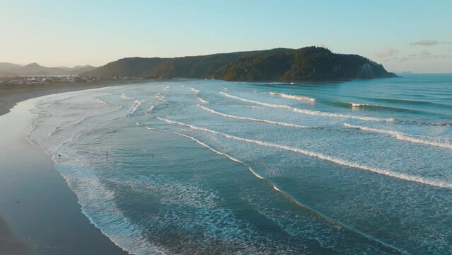 Beautiful beach shoreline, Whangamata, coromandel, New Zealand