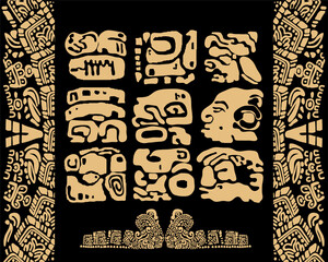 Creative design on the theme of ancient Mayan civilization. The Aztecs, Mayans, Incas.
Mayan calendar.