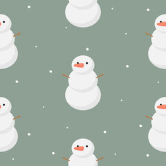 Seamless Pattern with Snowman. Vector illustration. For greeting card, posters, banners, the card, printing on the pack, printing on clothes, fabric, wallpaper.
