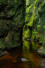 The devils pulpit , Scotland , Rock formation and stream .