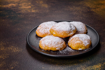 Homemade corn cookies on concrete table - healthy homemade vegan vegetarian pastry