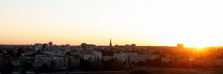 Cityscape of Novi Sad city, Serbia during sunset