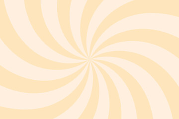 Swirl rays in retro style in beige and yellow colors. Vector background with sunbeams, carnival vintage backdrop.
