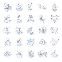 Pack of AI Outline Isometric Icons