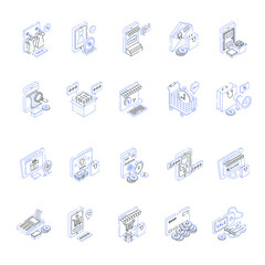 Modern Isometric Icons of Online Shopping and Retail