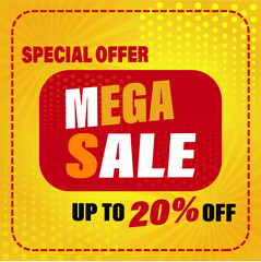 Mega Sale. ESP 10 Illustrator. up to 20 percentage off. Vector illustration