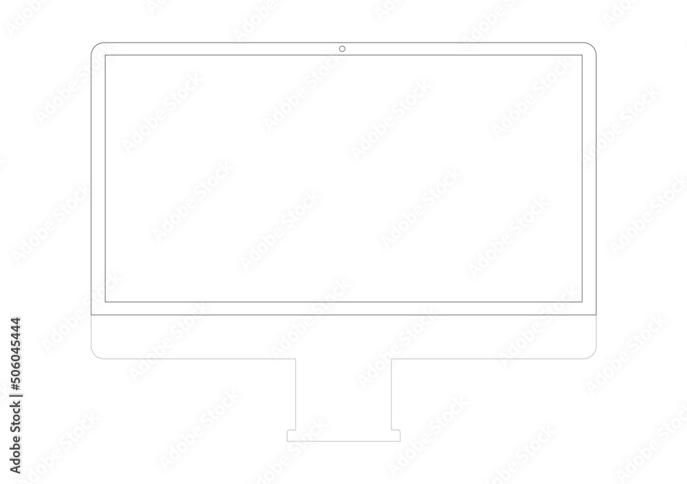 Poster computer line icon wireframe design.