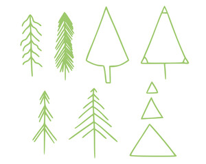 Fototapeta premium Christmas tree green illustrations isolated on white background