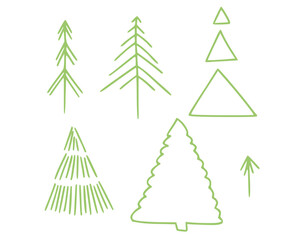 Obraz premium Christmas tree green illustrations isolated on white background
