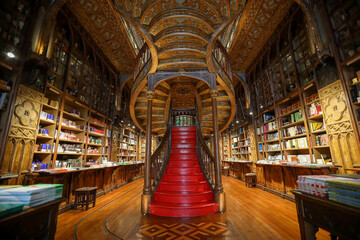 Naklejka premium Livraria Lello e Irmão is considered one of the most beautiful bookstores in the world.