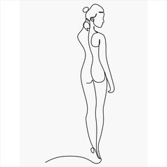 Female figure continuous line art vector. One continuous single drawing line art flat doodle beautiful woman. 