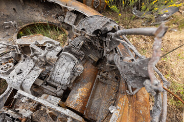 War in Ukraine broken military equipment of the invaders