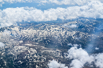 Aerial view of Sar Planina mountain range in North Macedonia