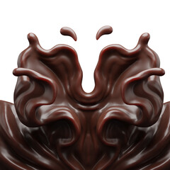 Chocolate splash abstract shapes with clipping path , 3D Rendering, 3D illustration