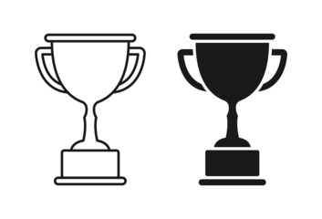 Award cup vector icons. Outline and solid.
