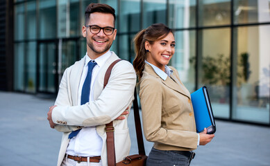 Business people in front of the firm. Business, lifestyle concept