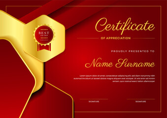 corporate style geometric red and gold colorful abstract certificate design template