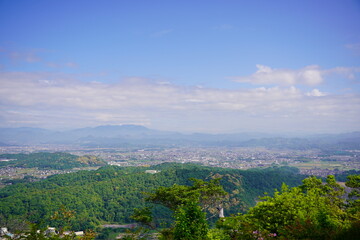 Fototapeta na wymiar 山の上から見る坂祝町方面の風景