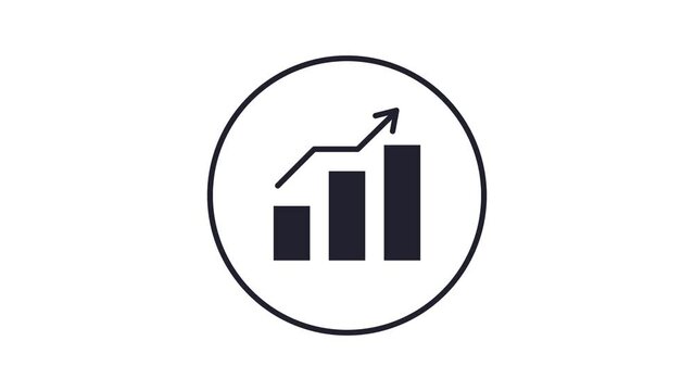Animated growth charts with pointing arrow. Grid graphics, stock exchange concept icon design. 