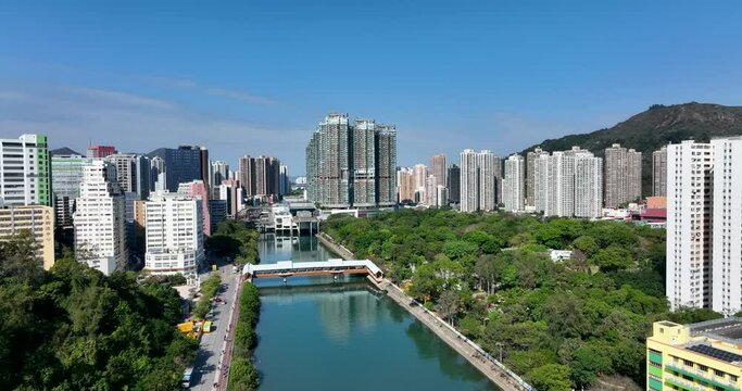Tuen Mun city downtown in Hong Kong