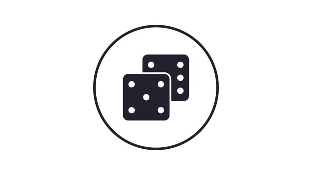 Animated game dice icon with five and six nubmers. Gambling and luck icon concept design.
