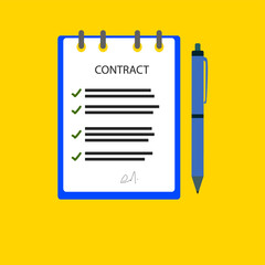 contract idea concept.
signed paper deal contract icon agreement pen.