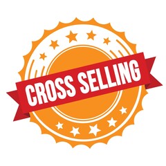 CROSS SELLING text on red orange ribbon stamp.