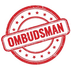 OBUDSMAN, word written on red stamp sign