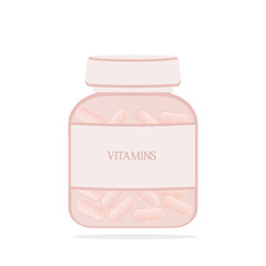 Jar of vitamins isolated on white background