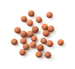 Top view of brown clay balls