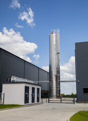 Stainless steel silos in the chemical industry, bulk plastics silo 