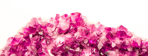 Amethyst pink crystals. Gems. Mineral crystals in the natural environment. Texture of precious and...