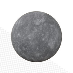 Realistic Planet Mercury on white isolated background. Elements of this image furnished by NASA. 3d rendering.