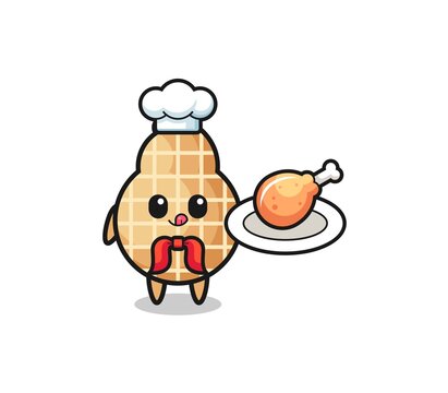 peanut fried chicken chef cartoon character
