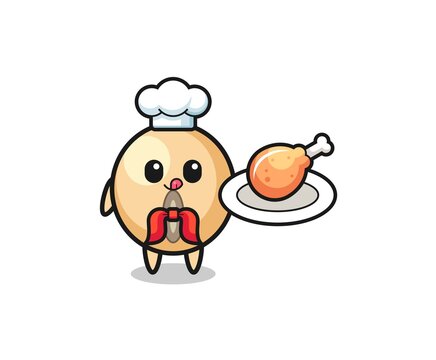 soy bean fried chicken chef cartoon character