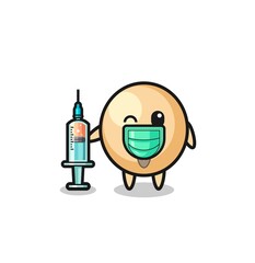 soy bean mascot as vaccinator