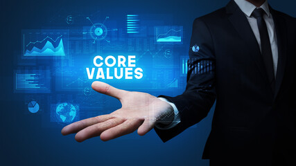 Hand of Businessman holding motivational message