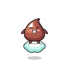 cute choco chip illustration riding a floating cloud