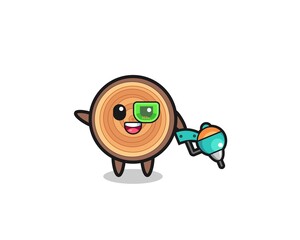 Obraz premium wood grain cartoon as future warrior mascot